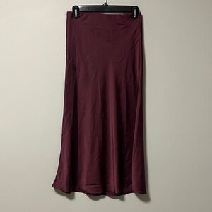 George Wine Burgundy Satin Skirt